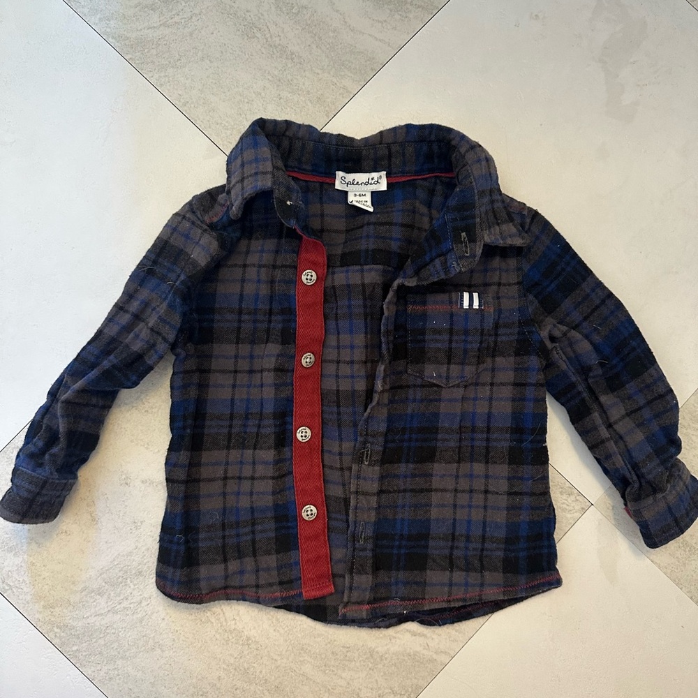 Splendid Baby Blue and Black Plaid Shirt